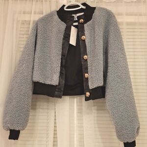NWT Jules Kae Cropped Sherpa Jacket in Blue